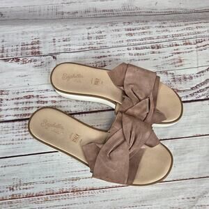 Seychelles Taupe Suede Knotted Slide Sandals
